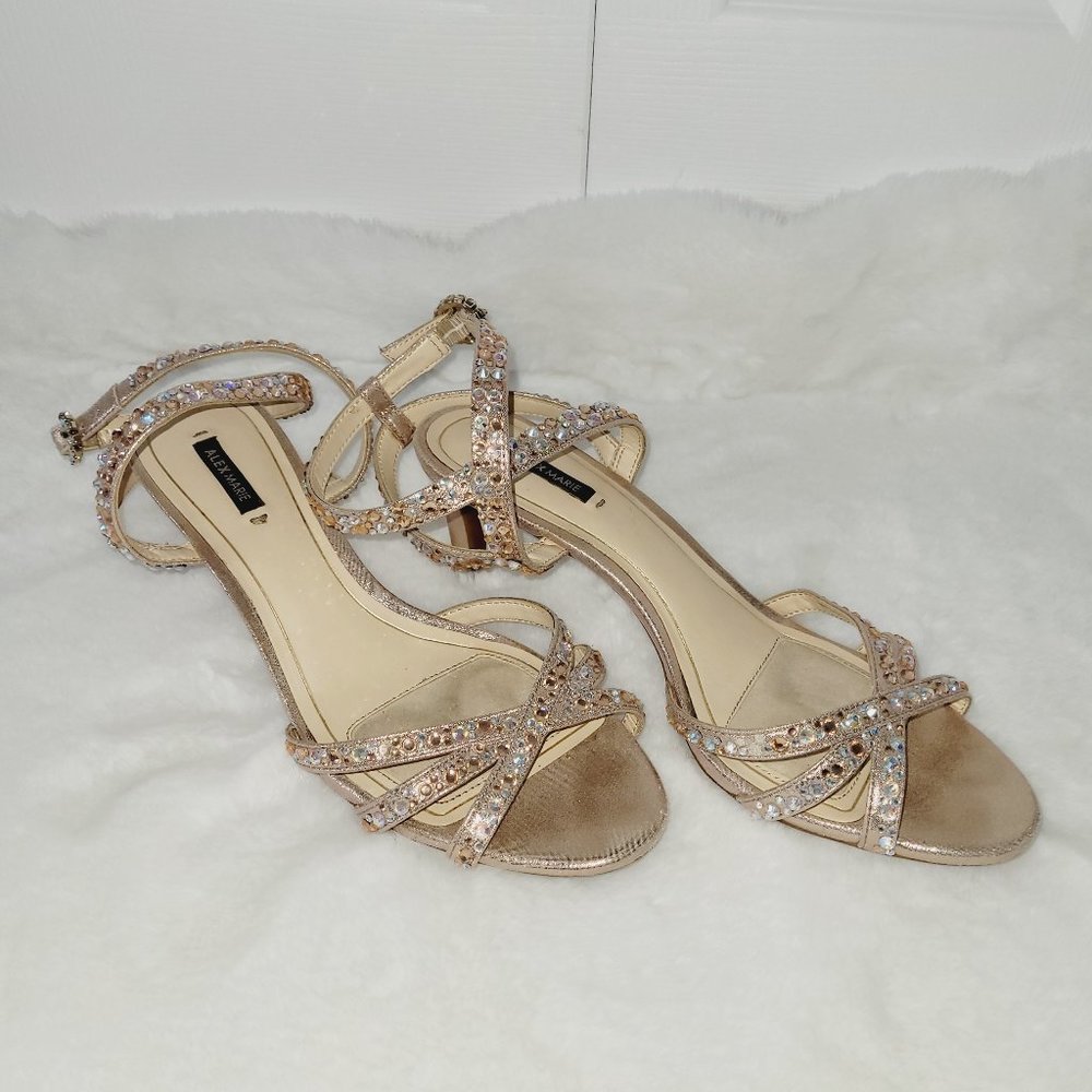 Alex Marie pink rhinestone strappy heels Sz 9.5